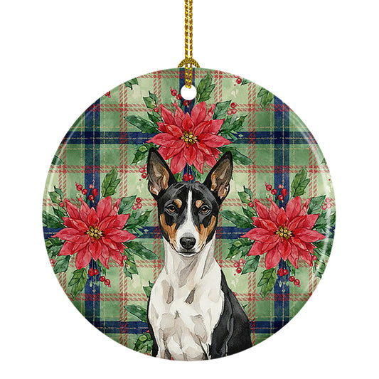 Buy this Black and White Basenji Christmas PoinsettIas Ceramic Ornament