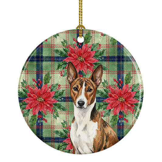 Buy this Brindle and White Basenji Christmas PoinsettIas Ceramic Ornament