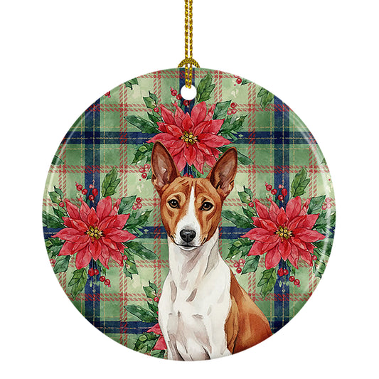 Buy this Red and White Basenji Christmas PoinsettIas Ceramic Ornament