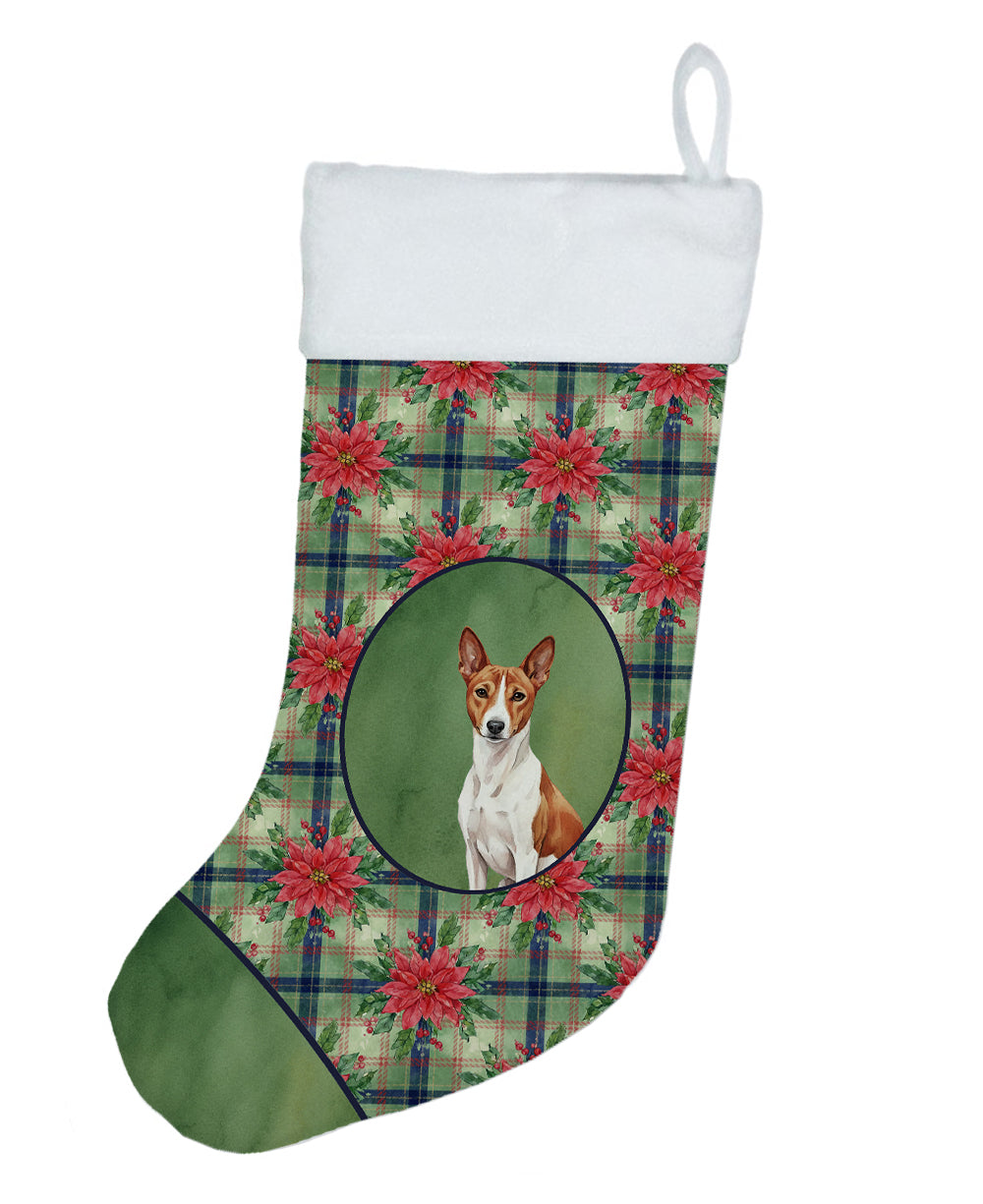 Buy this Red and White Basenji Christmas PoinsettIas Holiday Stocking