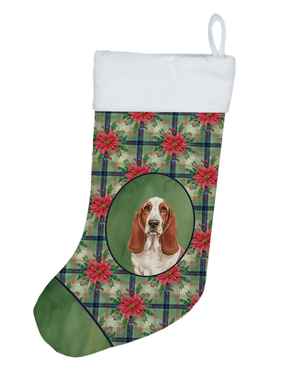 Buy this Red and White Basset Hound Christmas PoinsettIas Holiday Stocking