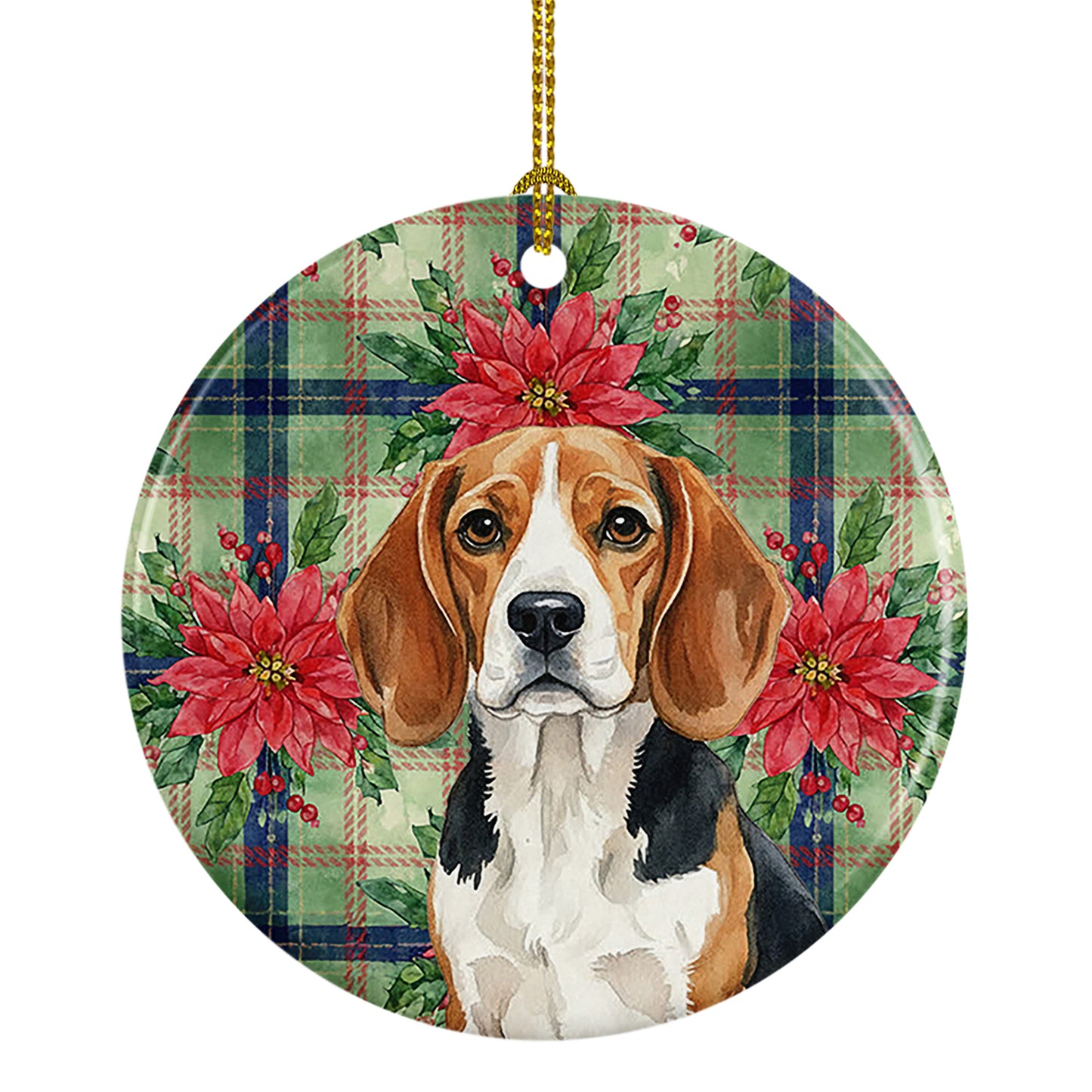 Buy this Beagle Christmas PoinsettIas Ceramic Ornament