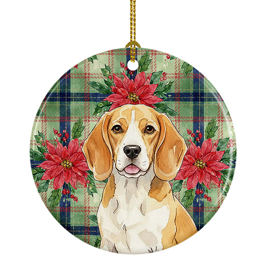 Buy this Lemon and White Beagle Christmas PoinsettIas Ceramic Ornament