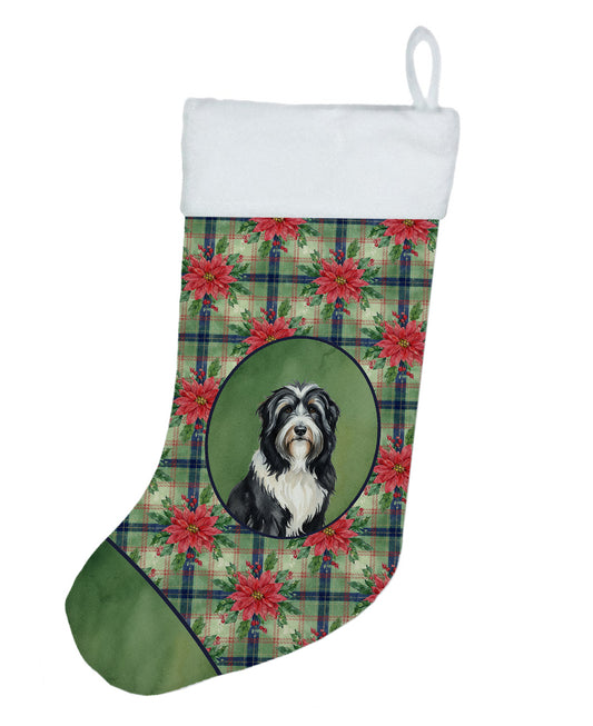 Buy this Black Bearded Collie Christmas PoinsettIas Holiday Stocking