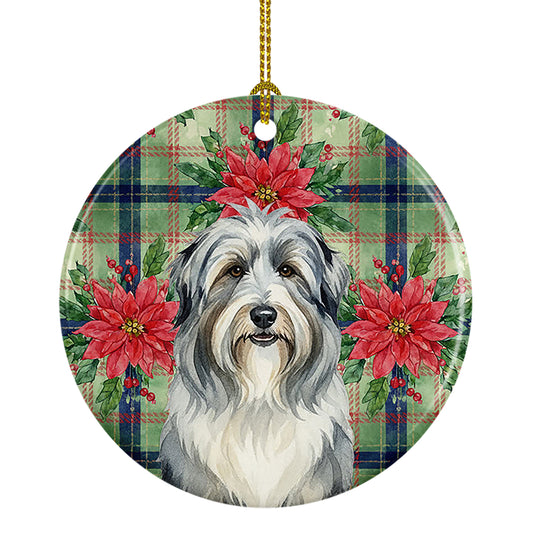 Buy this Bearded Collie Christmas PoinsettIas Ceramic Ornament