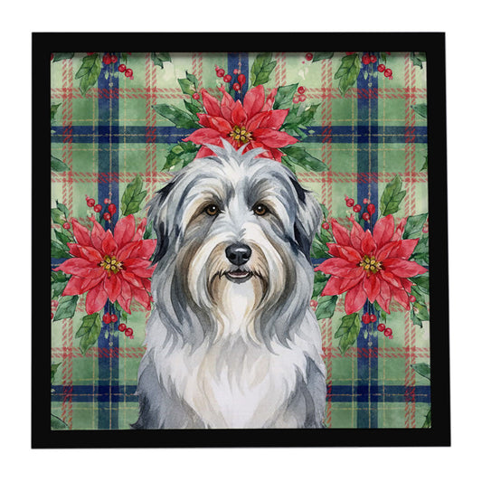 Buy this Bearded Collie Christmas PoinsettIas Framed Metal Print