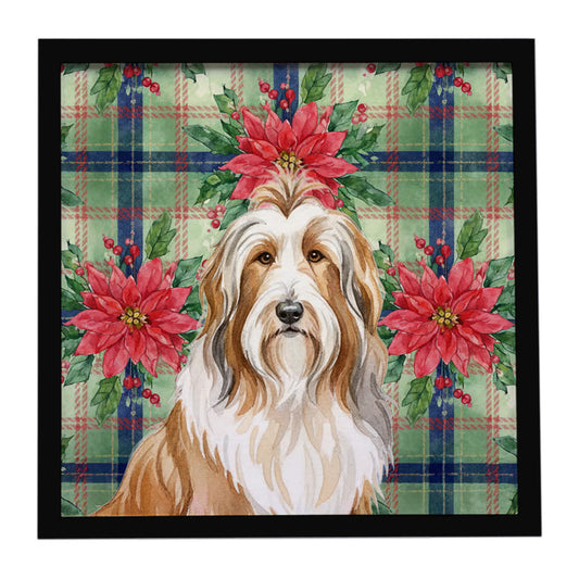 Buy this Fawn Bearded Collie Christmas PoinsettIas Framed Metal Print