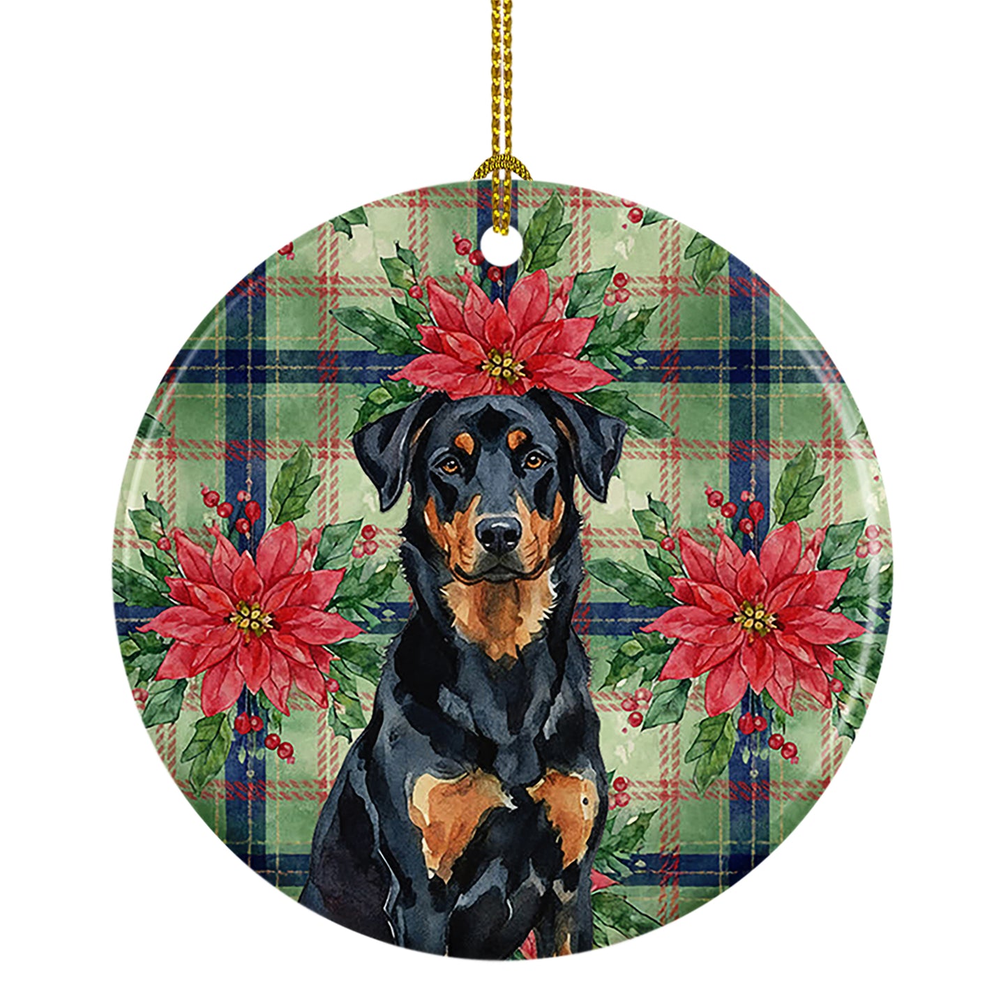 Buy this Beauceron Christmas PoinsettIas Ceramic Ornament