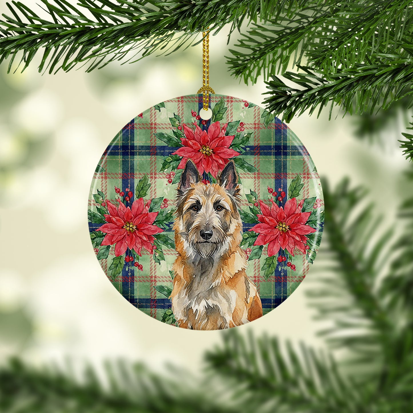 Belgian Laekenois Christmas PoinsettIas Ceramic Ornament