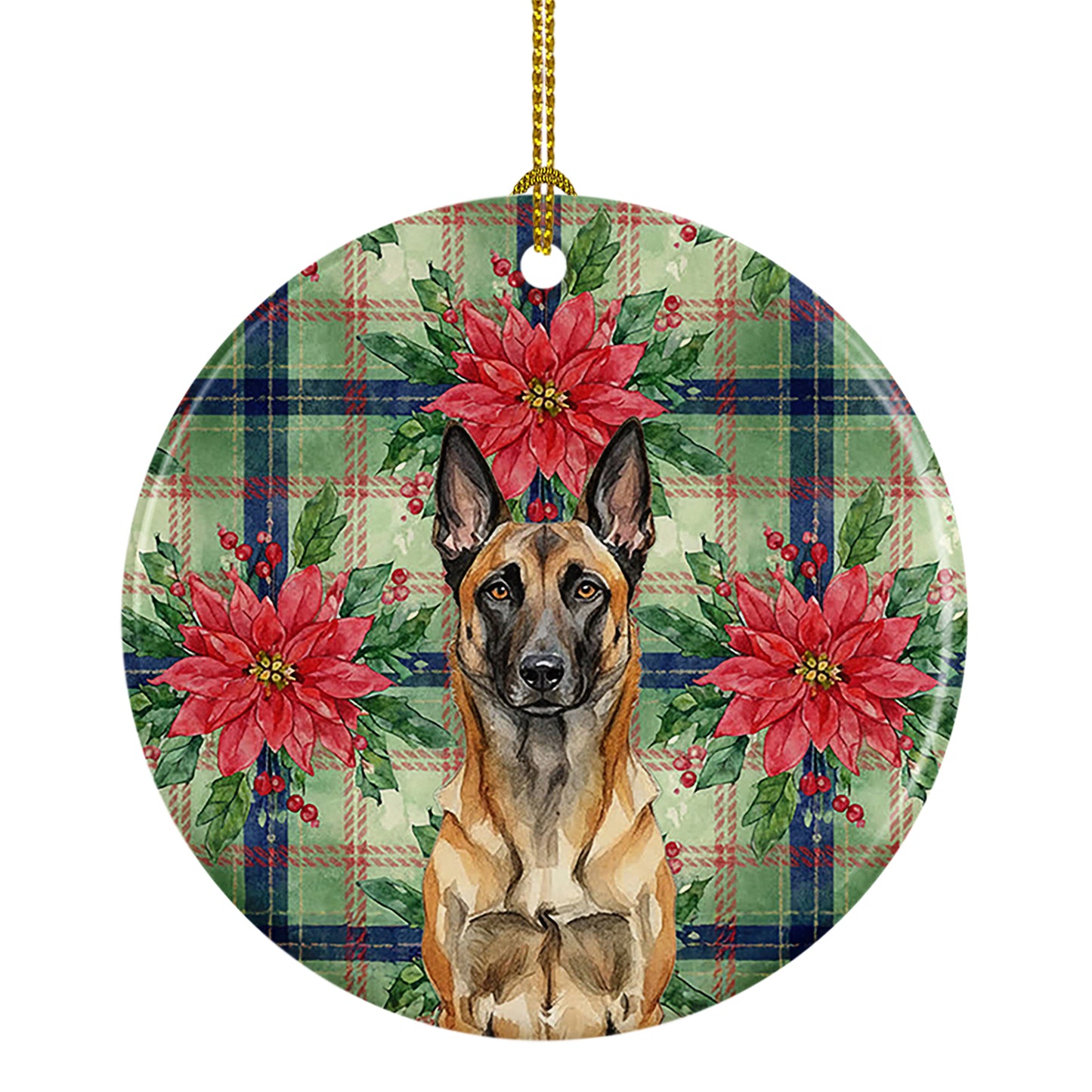 Buy this Belgian Malinois Christmas PoinsettIas Ceramic Ornament
