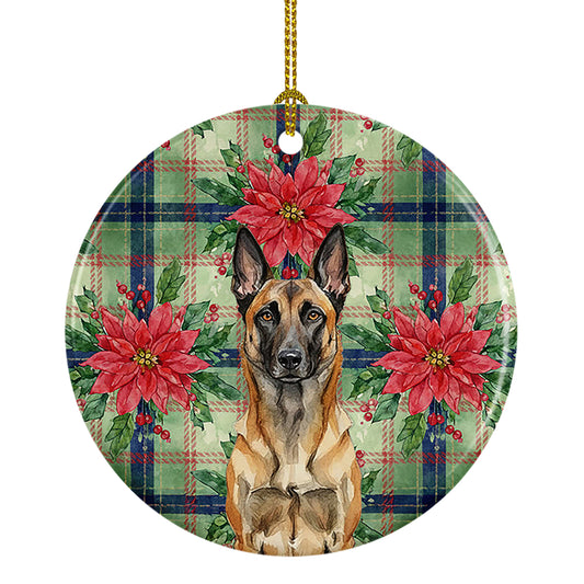 Buy this Belgian Malinois Christmas PoinsettIas Ceramic Ornament