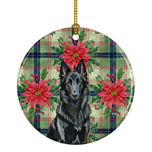 Buy this Belgian Sheepdog Groenendael Christmas PoinsettIas Ceramic Ornament