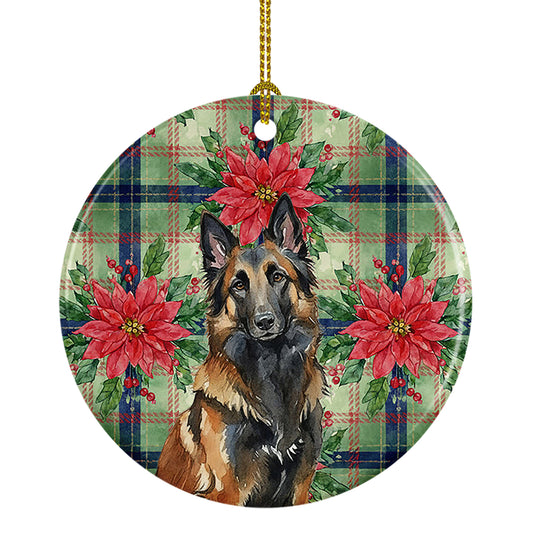 Buy this Belgian Tervuren Christmas PoinsettIas Ceramic Ornament