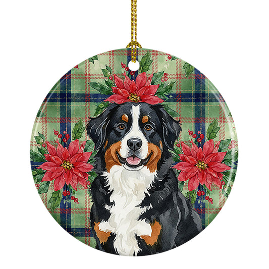 Buy this Bernese Mountain Dog Christmas PoinsettIas Ceramic Ornament