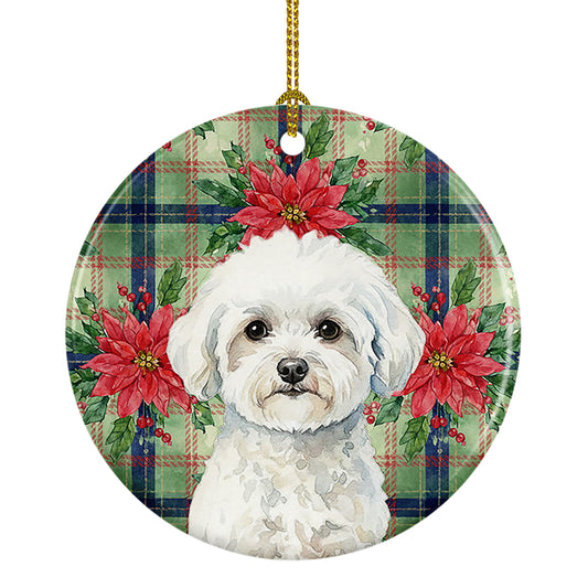 Buy this Bichon Frise Christmas PoinsettIas Ceramic Ornament