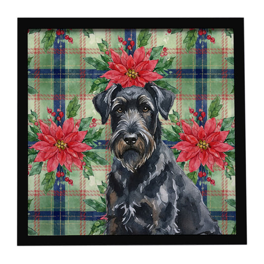 Buy this Black Russian Terrier Christmas PoinsettIas Framed Metal Print
