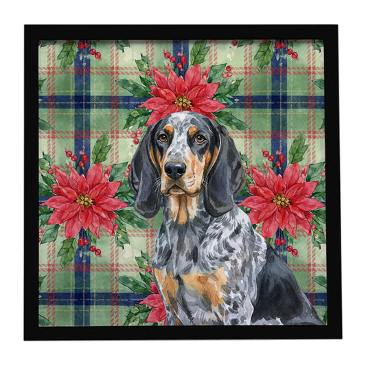 Buy this Bluetick Coonhound Christmas PoinsettIas Framed Metal Print