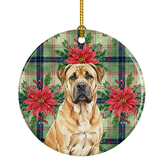 Buy this Fawn Boerboel Christmas PoinsettIas Ceramic Ornament