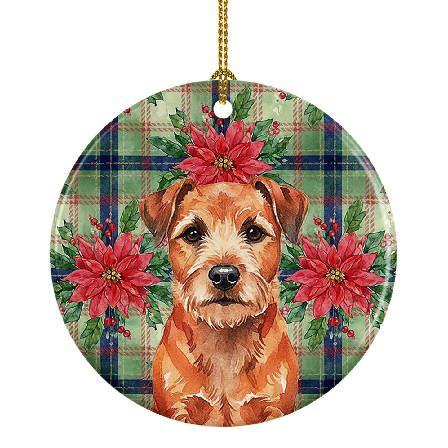Buy this Red Border Terrier Christmas PoinsettIas Ceramic Ornament