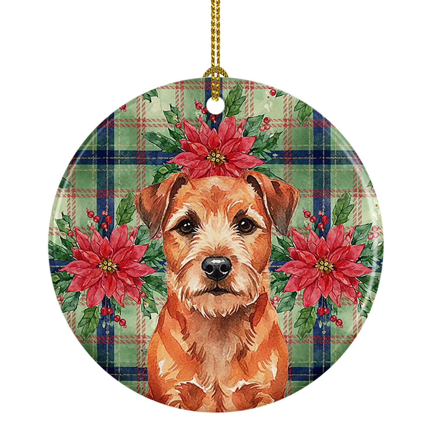 Buy this Red Border Terrier Christmas PoinsettIas Ceramic Ornament