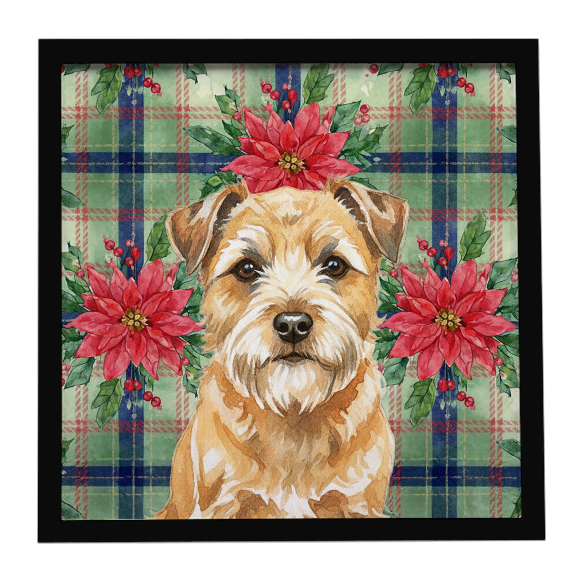 Buy this Wheaten Border Terrier Christmas PoinsettIas Framed Metal Print