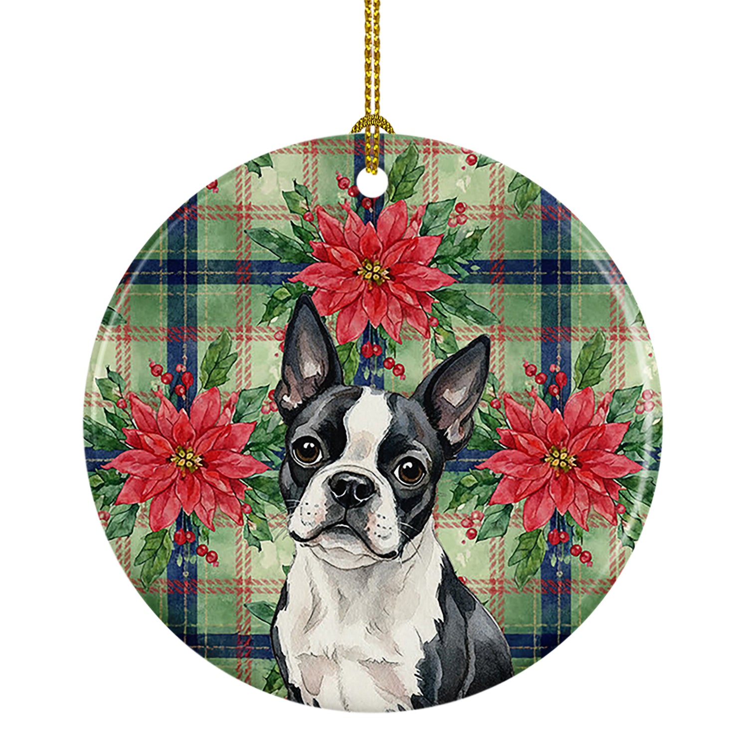 Buy this Boston Terrier Christmas PoinsettIas Ceramic Ornament