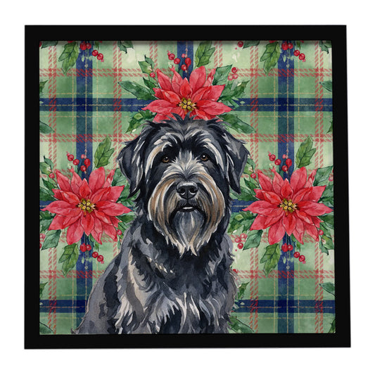 Buy this Bouvier des Flandres Christmas PoinsettIas Framed Metal Print