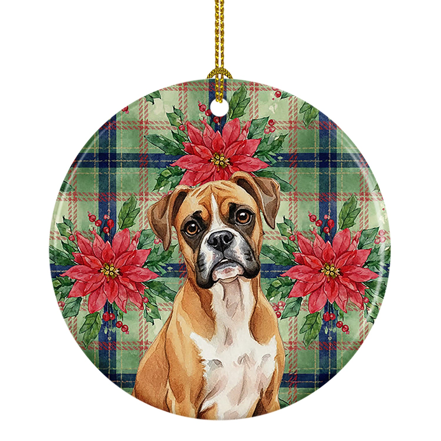 Buy this Boxer Christmas PoinsettIas Ceramic Ornament