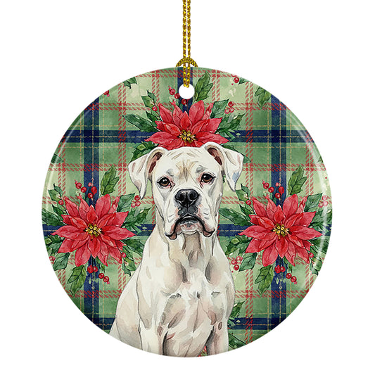 Buy this White Boxer Christmas PoinsettIas Ceramic Ornament
