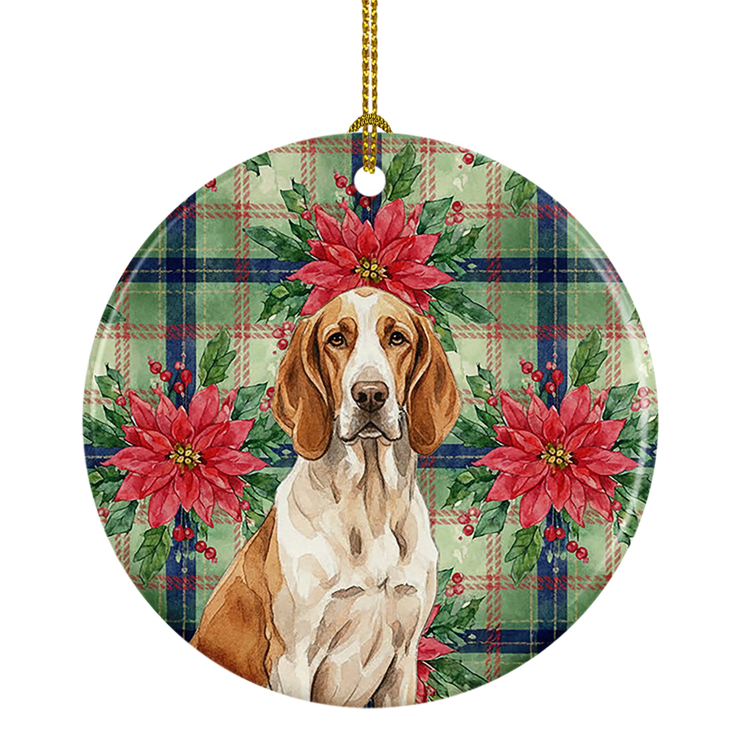 Buy this Bracco Italiano Christmas PoinsettIas Ceramic Ornament