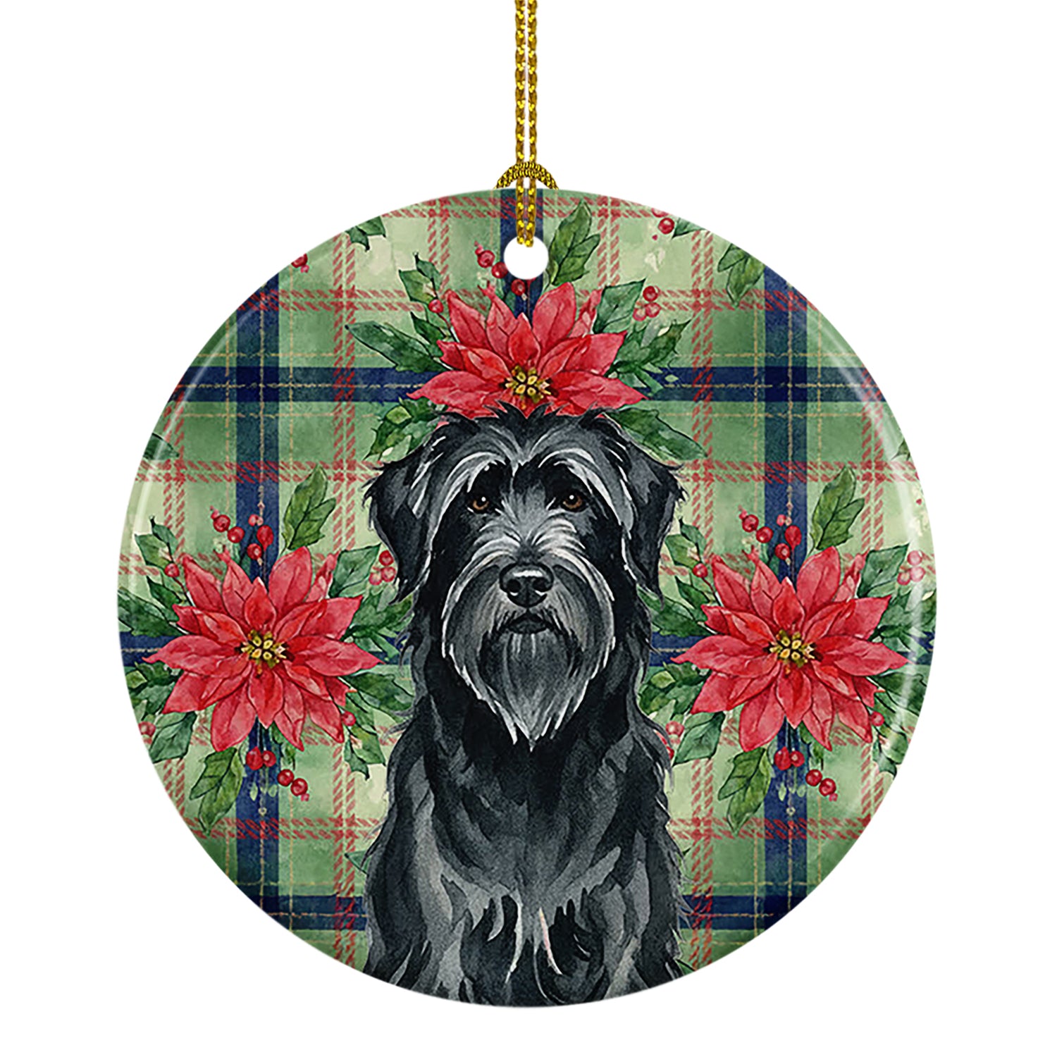 Buy this Black Briard Christmas PoinsettIas Ceramic Ornament
