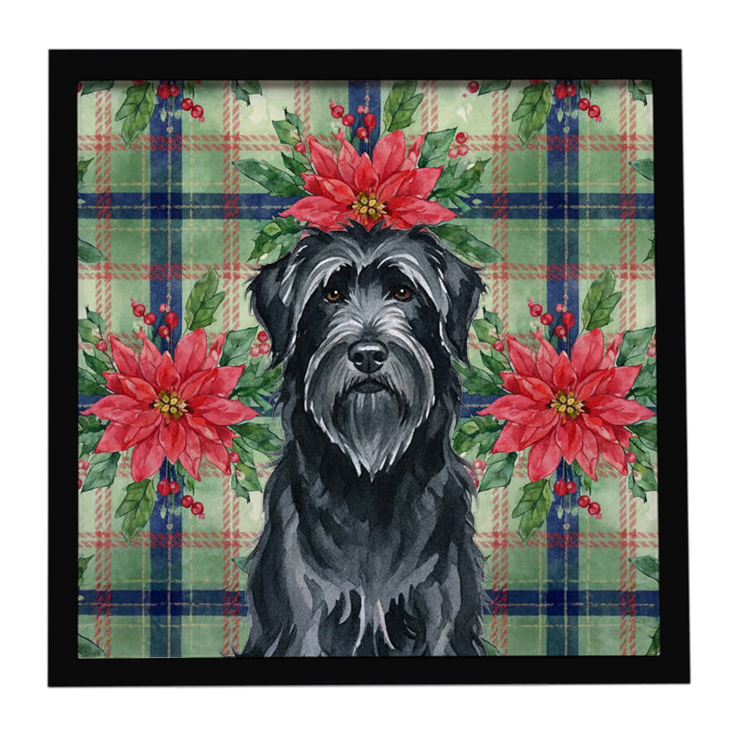 Buy this Black Briard Christmas PoinsettIas Framed Metal Print
