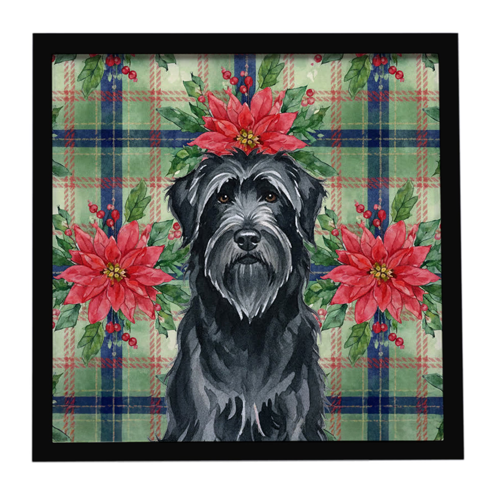 Buy this Black Briard Christmas PoinsettIas Framed Metal Print