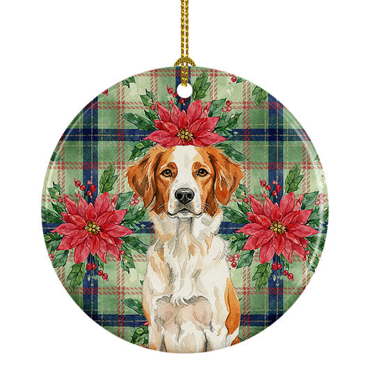 Buy this Orange and White Brittany Christmas PoinsettIas Ceramic Ornament