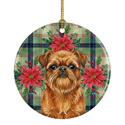 Buy this Belge Brussels Griffon Christmas PoinsettIas Ceramic Ornament
