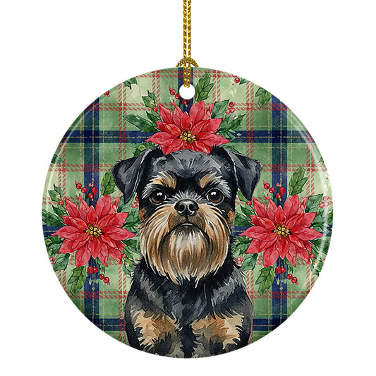 Buy this Black and Tan Brussels Griffon Christmas PoinsettIas Ceramic Ornament