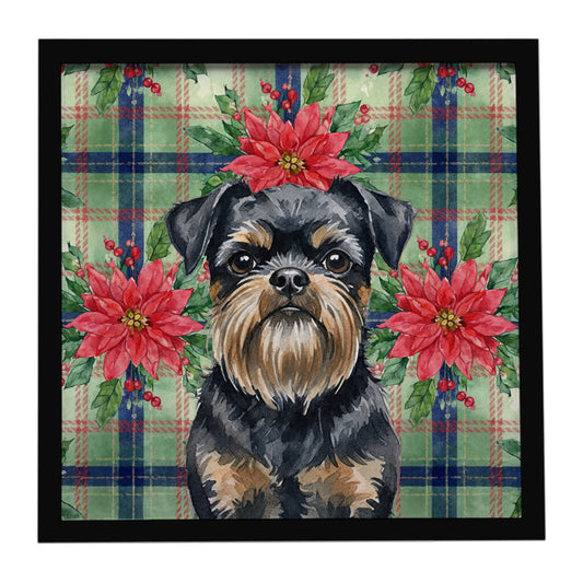Buy this Black and Tan Brussels Griffon Christmas PoinsettIas Framed Metal Print