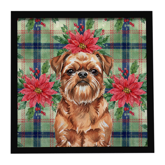Buy this Red Brussels Griffon Christmas PoinsettIas Framed Metal Print