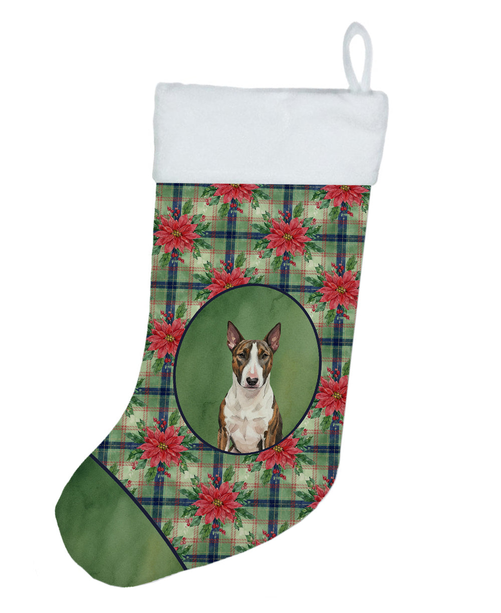 Buy this Brindle and White Bull Terrier Christmas PoinsettIas Holiday Stocking