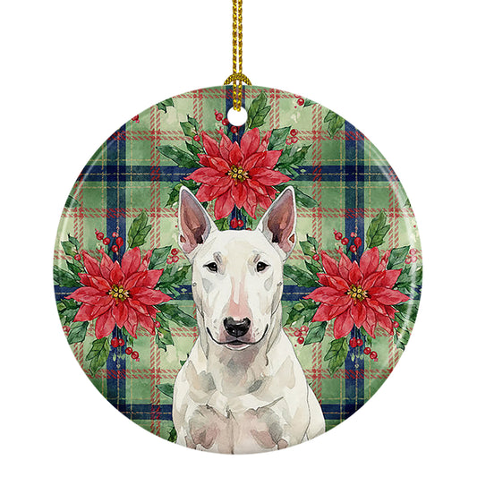 Buy this White Bull Terrier Christmas PoinsettIas Ceramic Ornament