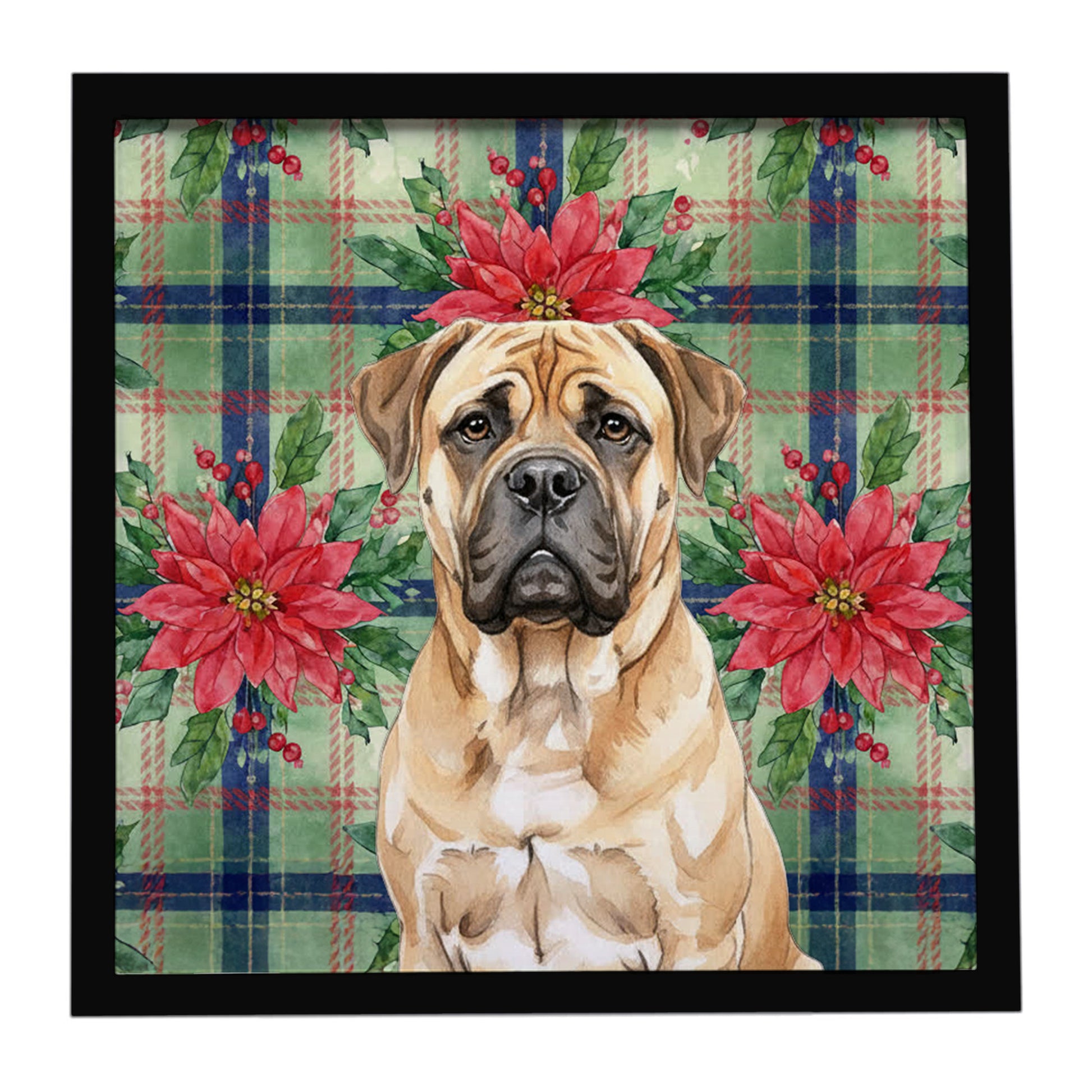 Buy this Bullmastiff Christmas PoinsettIas Framed Metal Print