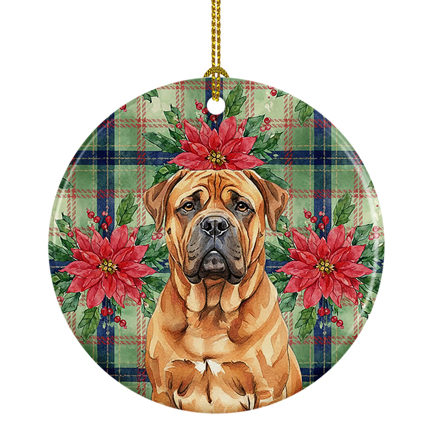 Buy this Red Bullmastiff Christmas PoinsettIas Ceramic Ornament