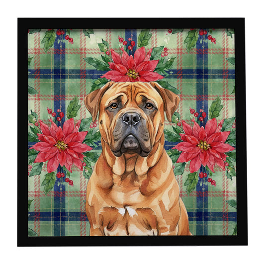 Buy this Red Bullmastiff Christmas PoinsettIas Framed Metal Print