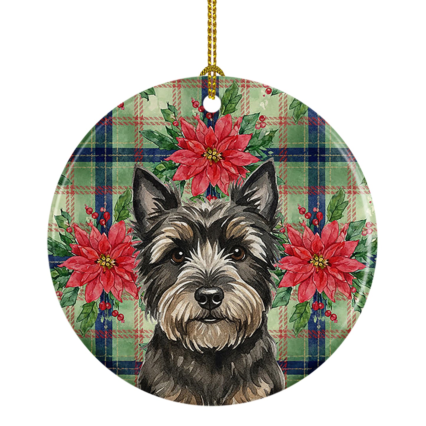 Buy this Black Cairn Terrier Christmas PoinsettIas Ceramic Ornament