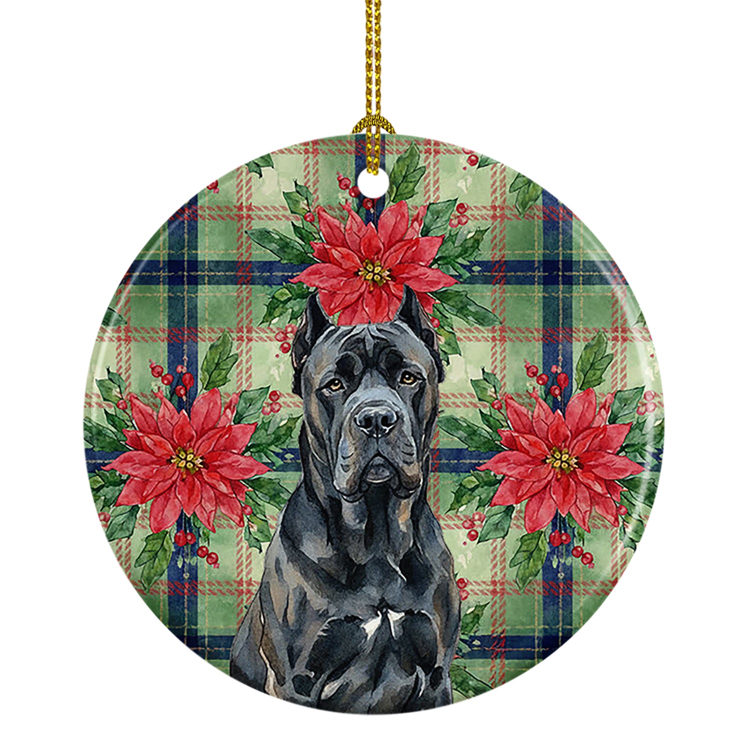 Buy this Cane Corso Christmas PoinsettIas Ceramic Ornament