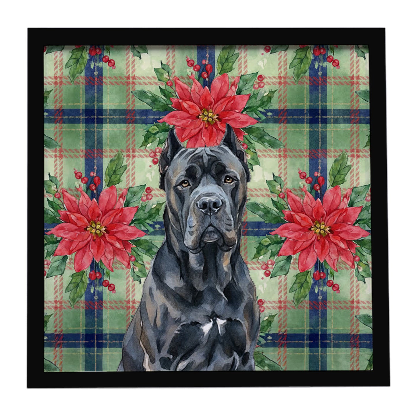 Buy this Cane Corso Christmas PoinsettIas Framed Metal Print