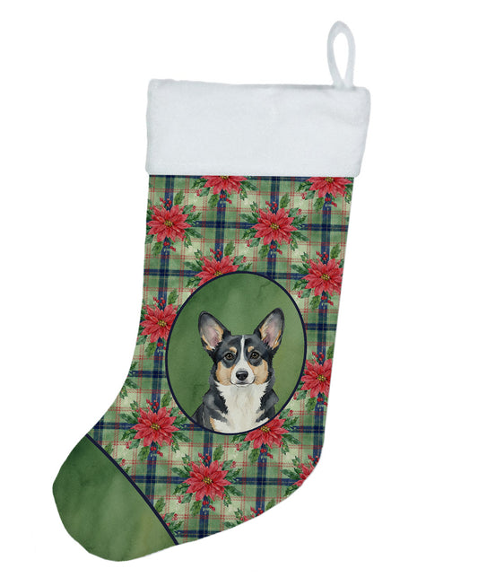 Buy this Black and White Cardigan Welsh Corgi Christmas PoinsettIas Holiday Stocking