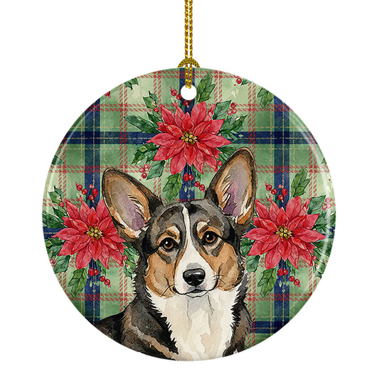 Buy this Brindle Cardigan Welsh Corgi Christmas PoinsettIas Ceramic Ornament