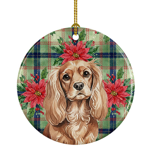 Buy this Ruby Cavalier Spaniel Christmas PoinsettIas Ceramic Ornament