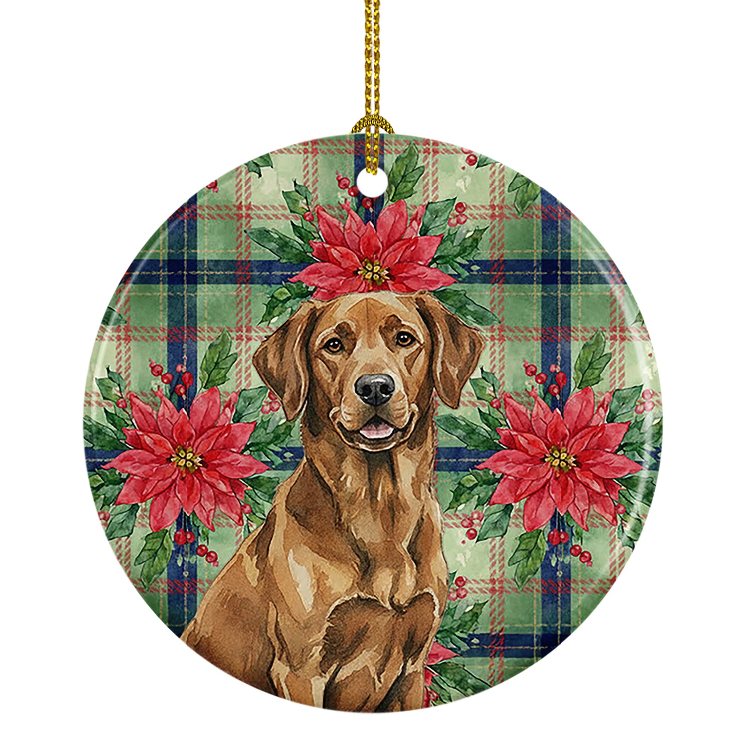 Buy this Chesapeake Bay Retriever Christmas PoinsettIas Ceramic Ornament